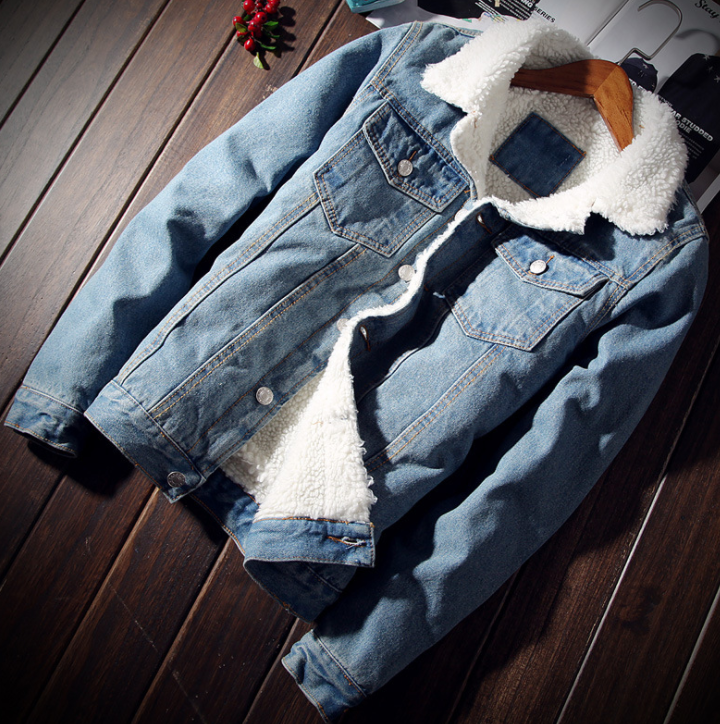 Denim Jacket Fleece Winter Denim Jacket Men Men Blue also Oversized