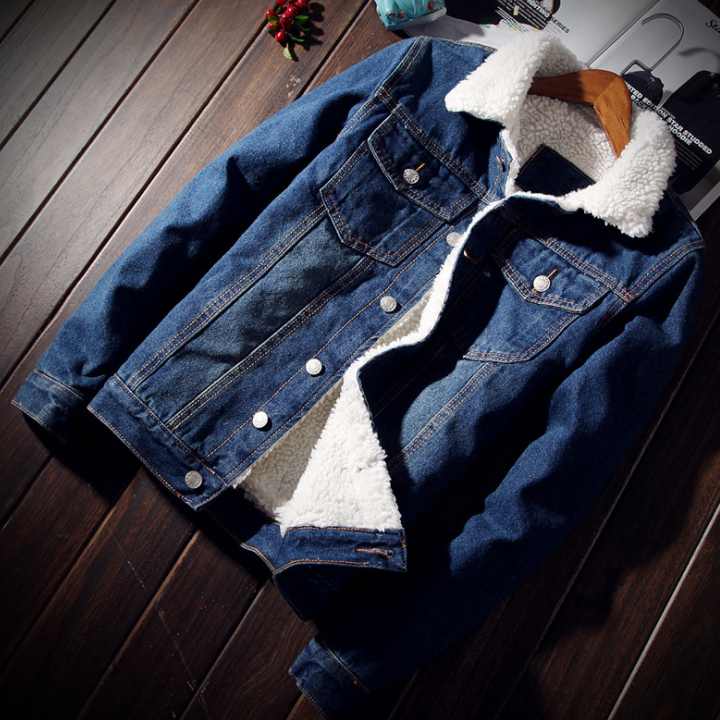 Denim Jacket Fleece Winter Denim Jacket Men Men Blue also Oversized