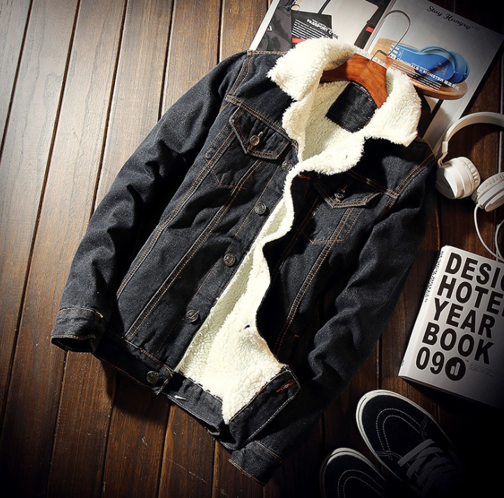 Denim Jacket Fleece Winter Denim Jacket Men Men Blue also Oversized