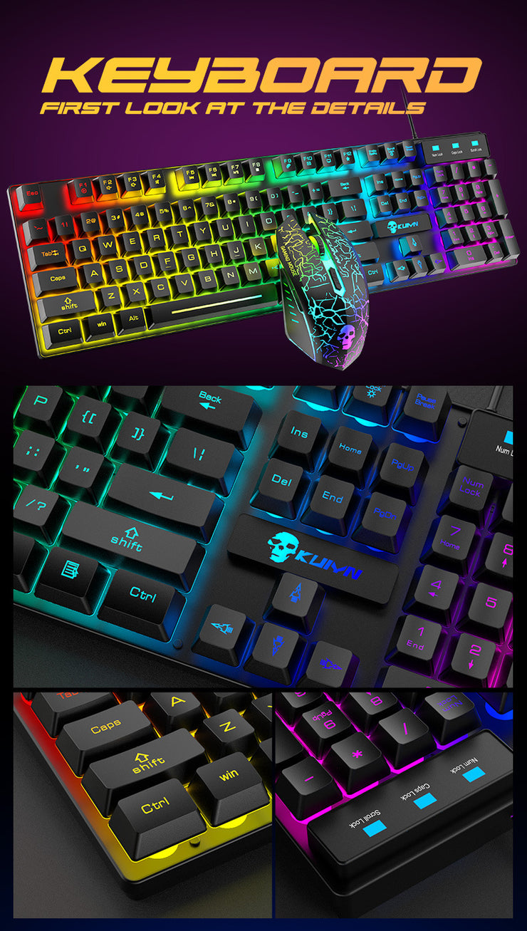 Kuiying T6RGB Leuchtendes Tastatur- und Mausset