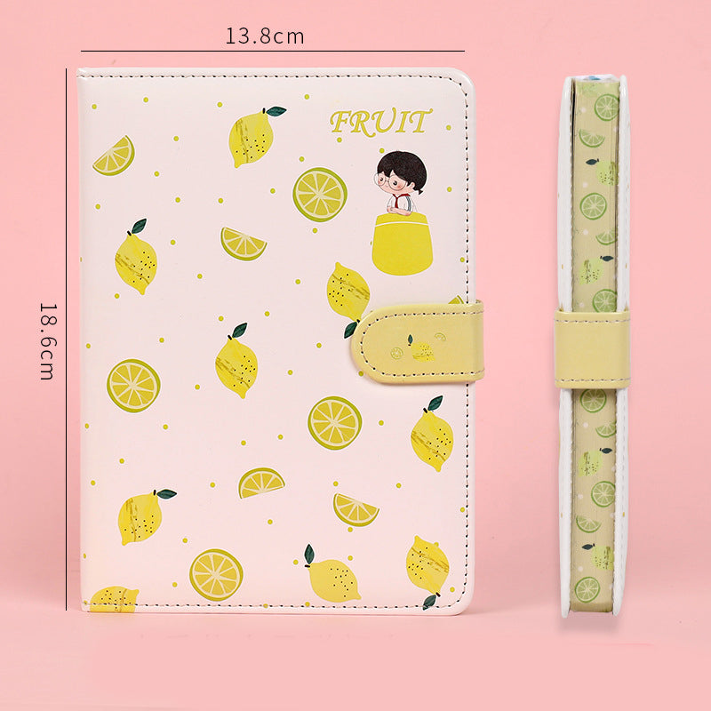 Fruit Print Notebook Planner Magnetic Buckle PU NoteBook Yearly Agenda Color Illustration Daily Plan Kawaii Stationery