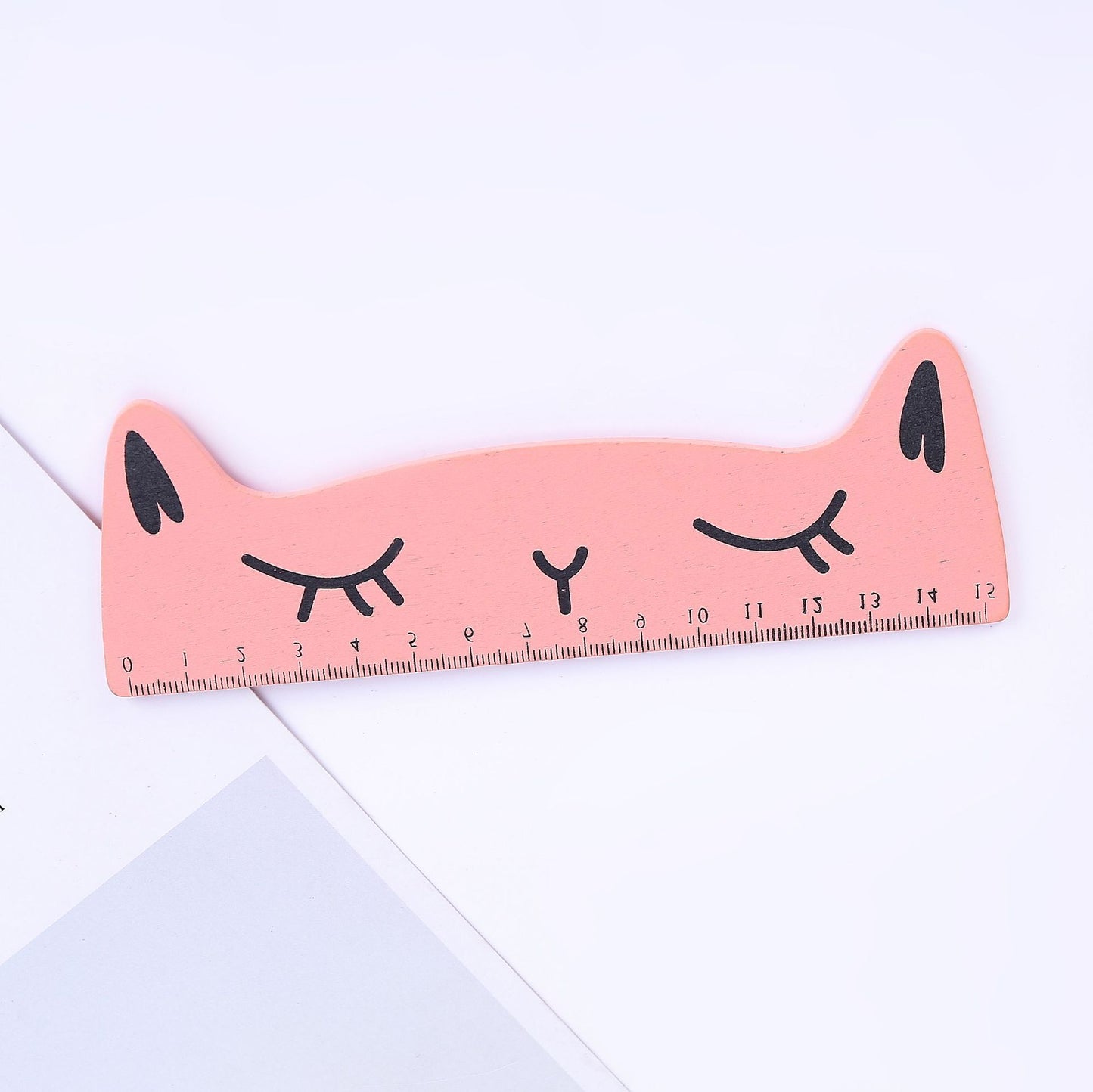 Kawaii 15cm Bonbonfarbenes Katzen-Holzlineal