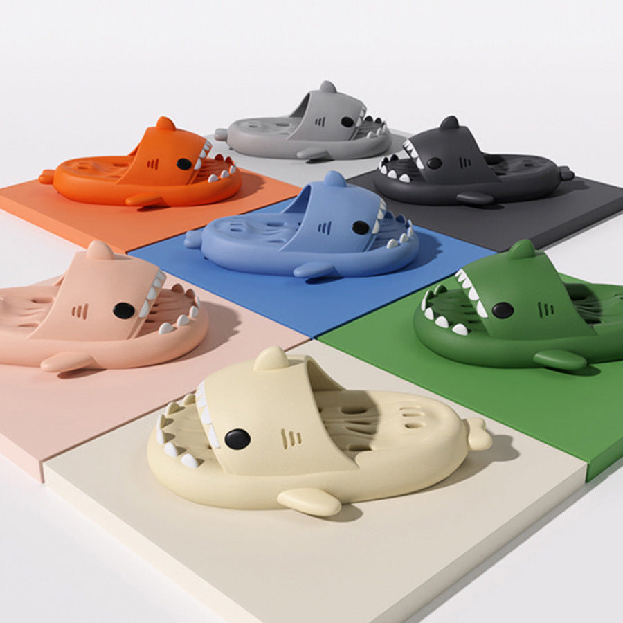 Shark slippers with drain holes, shower shoes, beach sandals with drain holes