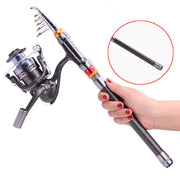 Fishing-Rod-Set Lures Spinning Reel Combo Line Telescopic Carbon-Fiber Travel And