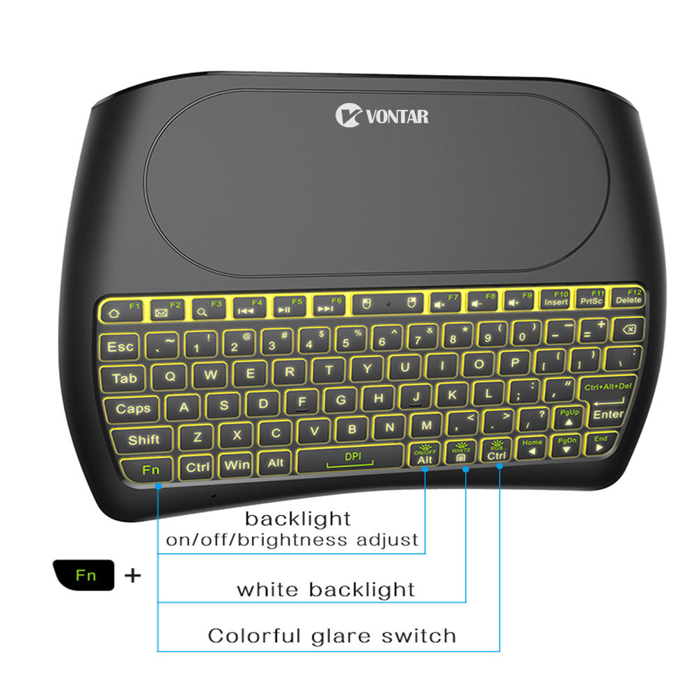 Wireless Mini Keyboard Seven-Color Backlight Version I8 2.4G