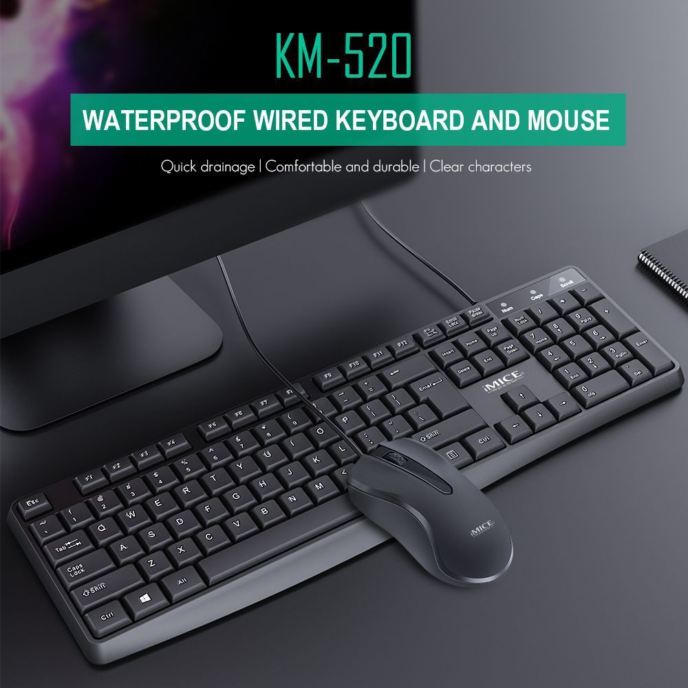 Wired Keyboard and Mouse Set for Home and Office, 104 Keys, Plug and Play