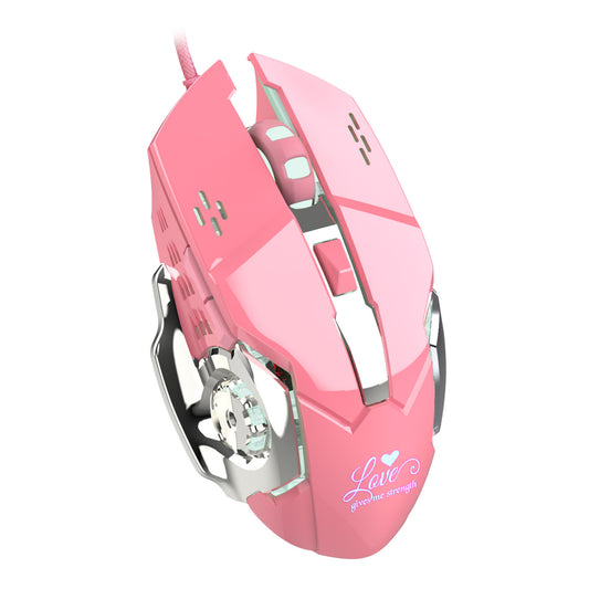 X500 Pink Gaming Mouse 3200dpi White Light Design