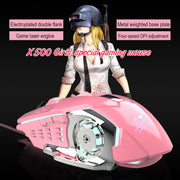 X500 Rosa Gaming Maus 3200dpi Weiß Licht Design