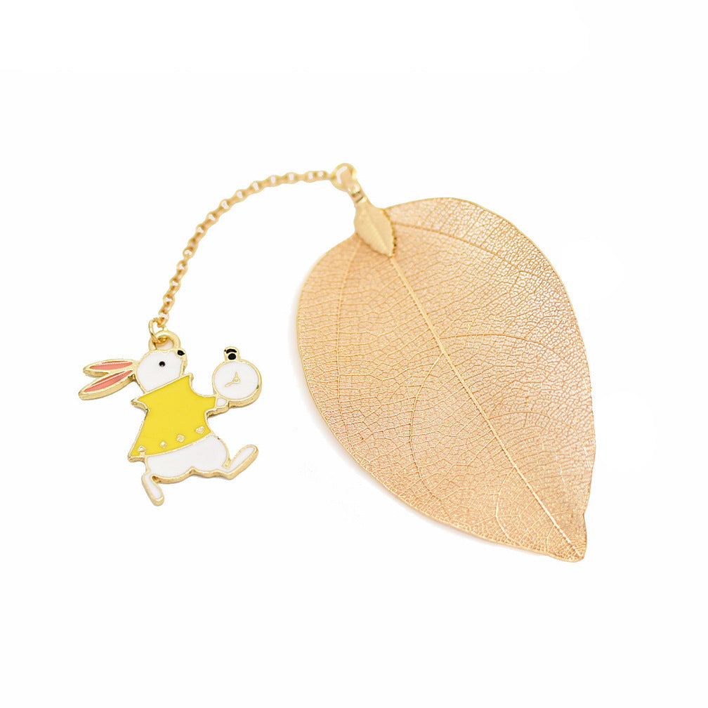 Fashion Creativity Alice Rabbit Clock Leaf Bookmark