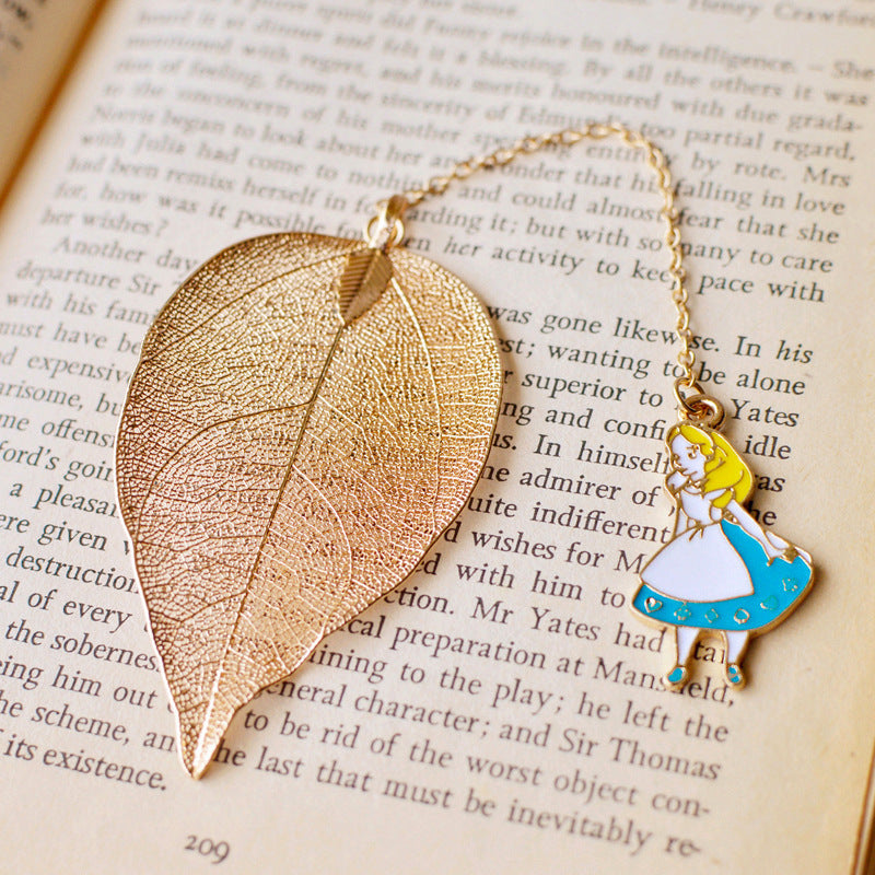 Fashion Creativity Alice Rabbit Clock Leaf Bookmark