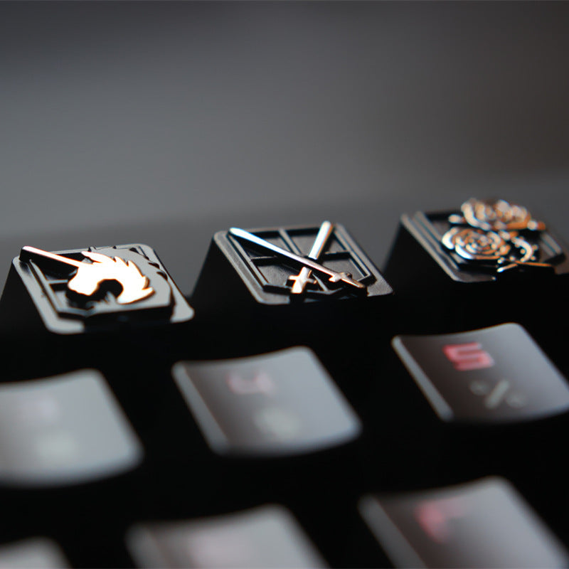 Embossed zinc-aluminum keycaps for mechanical keyboards