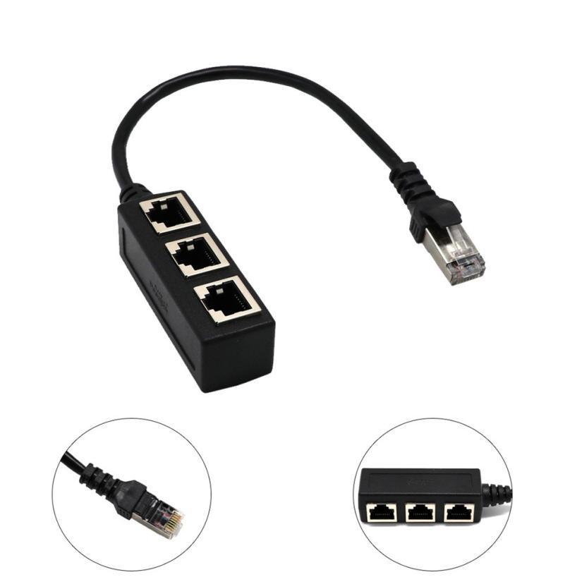 Socket 1 To 3 LAN Ethernet Network RJ45 Plug Splitter Extender Adapter Connector