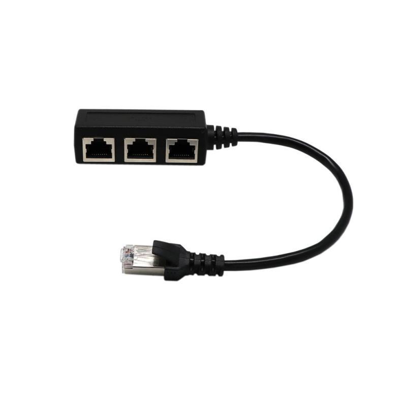 Socket 1 To 3 LAN Ethernet Network RJ45 Plug Splitter Extender Adapter Connector