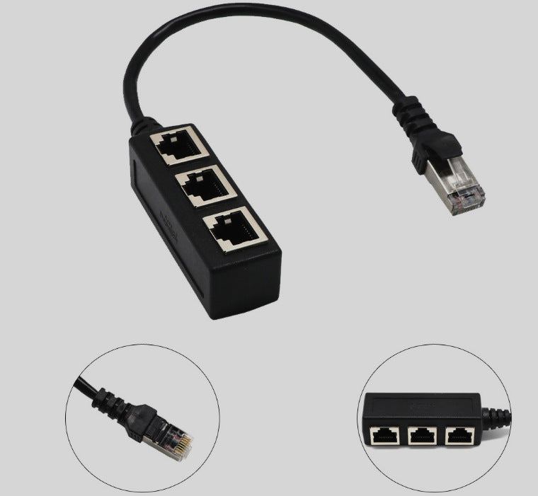 Socket 1 To 3 LAN Ethernet Network RJ45 Plug Splitter Extender Adapter Connector