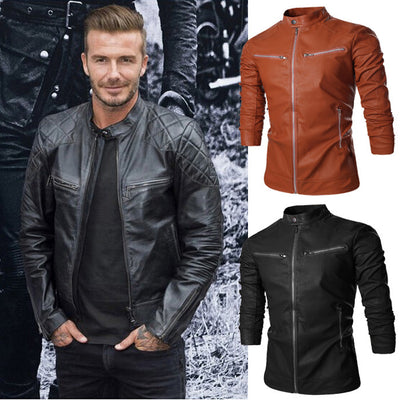 Koreanische Herren Lederjacke Motorradjacke Herren