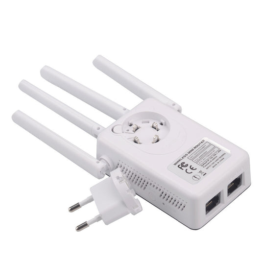 Four antenna wireless router amplifier