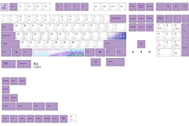 Keycap PBT Keycap Original High Sublimation Lavender Violet AKKO RK IKBC108 Key