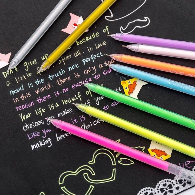 Highlighter Set, Flashing Pen, Cute Korean Style Highlighter, Color Gel Pen