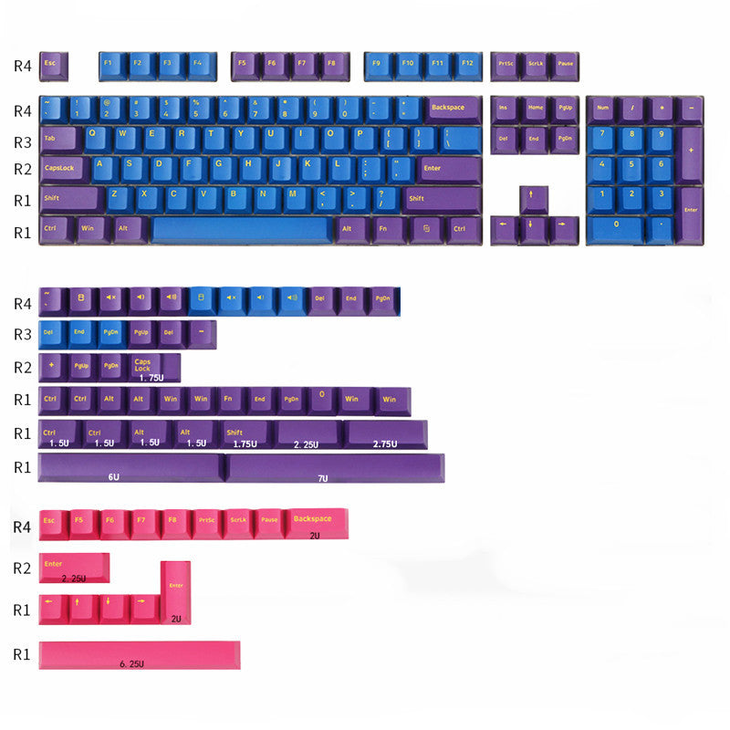 Capturer's New Product Original High Two-Color Molding Powder Black Blue Purple Red Black Blue Black With Two-Color PBT Mechanical Keycaps