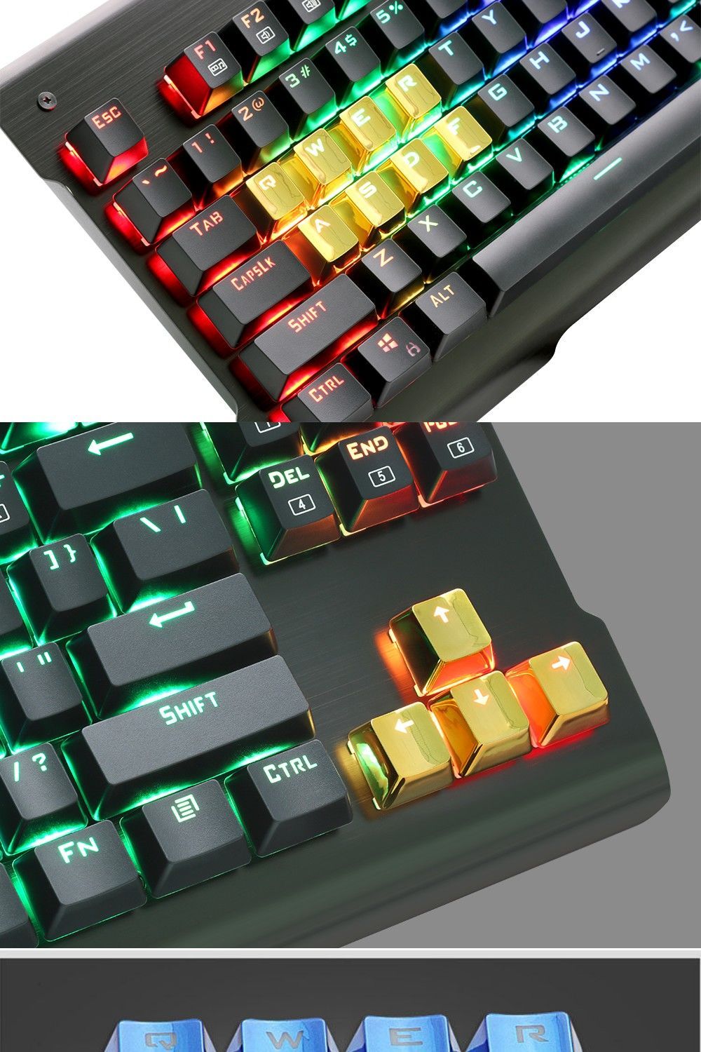 Redragon 12 Tasti PBT Doppio Colpo di Iniezione Retroilluminato Metallic Elettrolitico Colore Rosso Keycaps per Interruttore Meccanico Tastiere