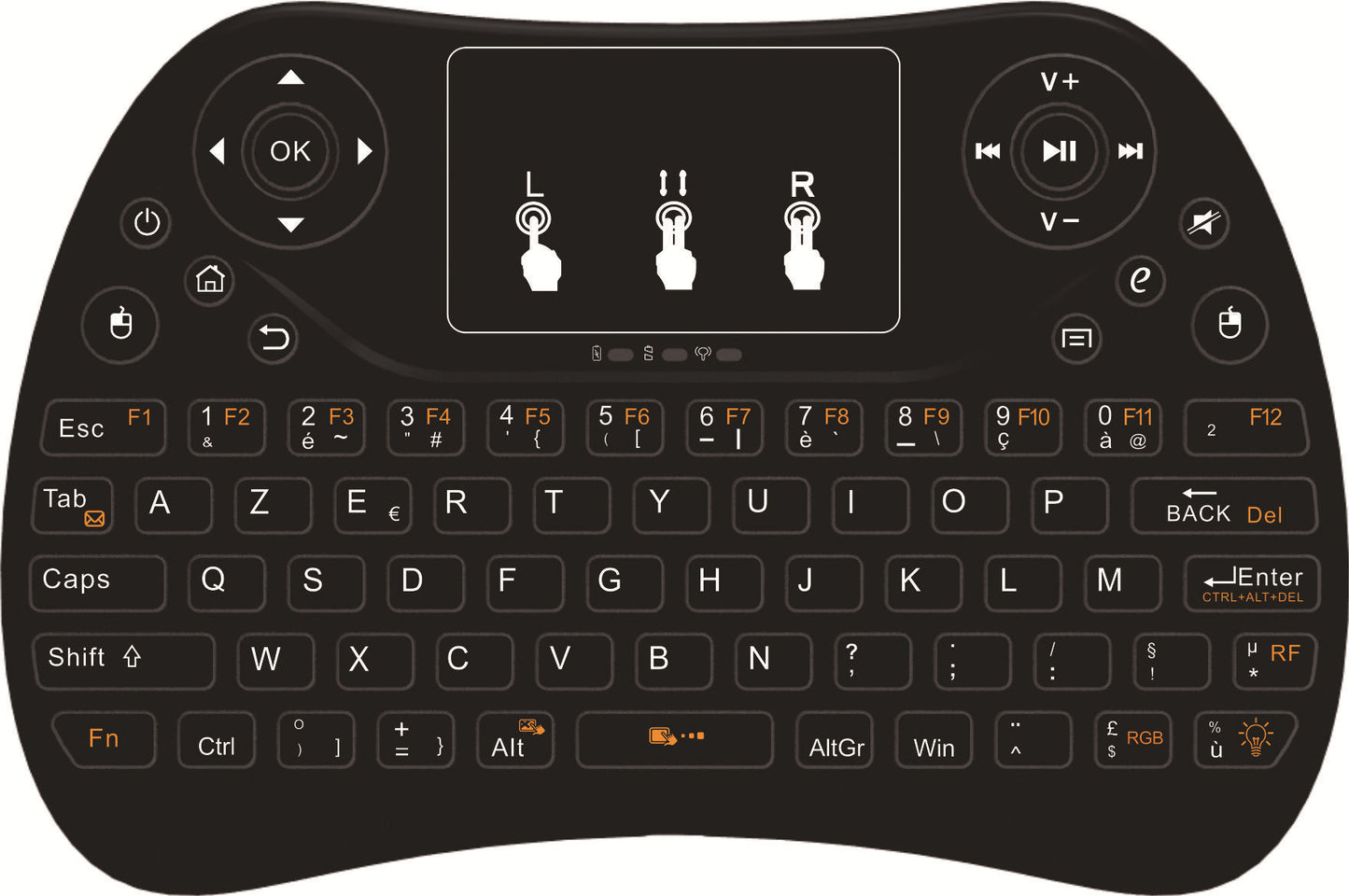 Mini touch keyboard with seven-color backlight English