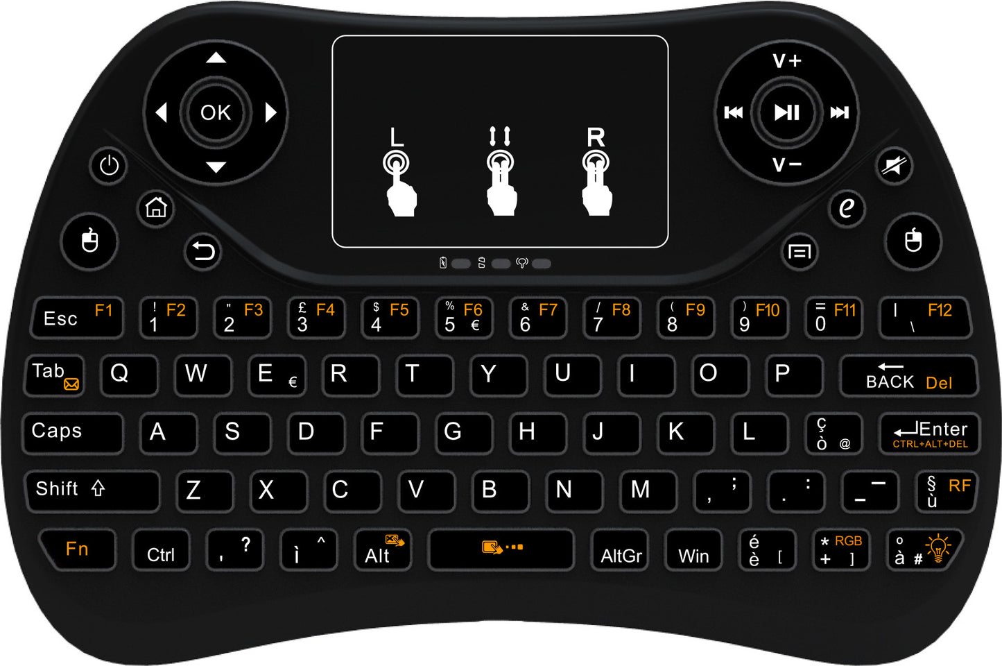 Mini touch keyboard with seven-color backlight English