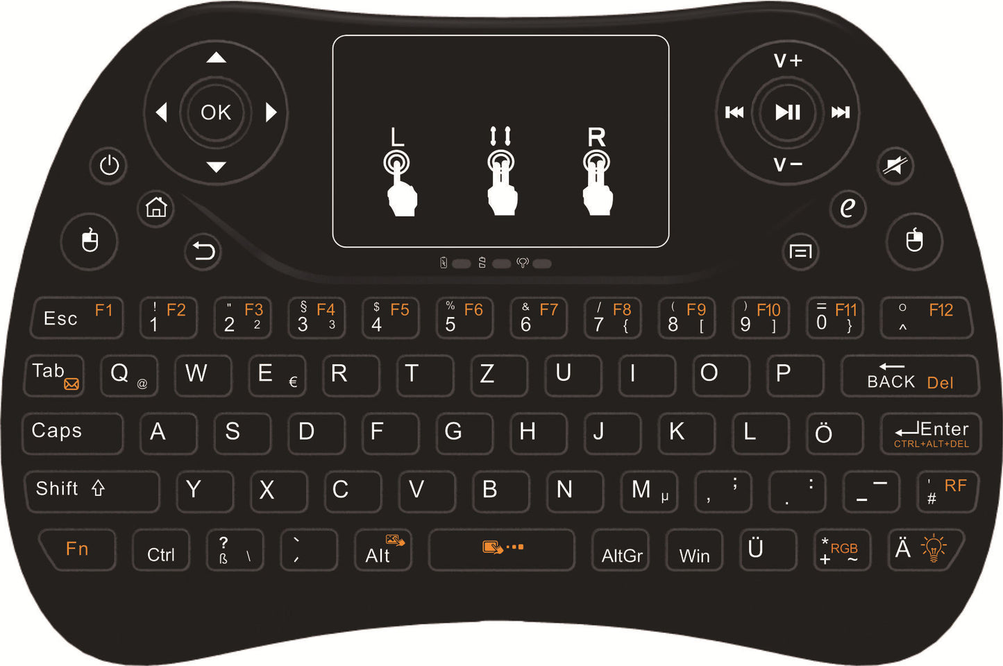 Mini touch keyboard with seven-color backlight English