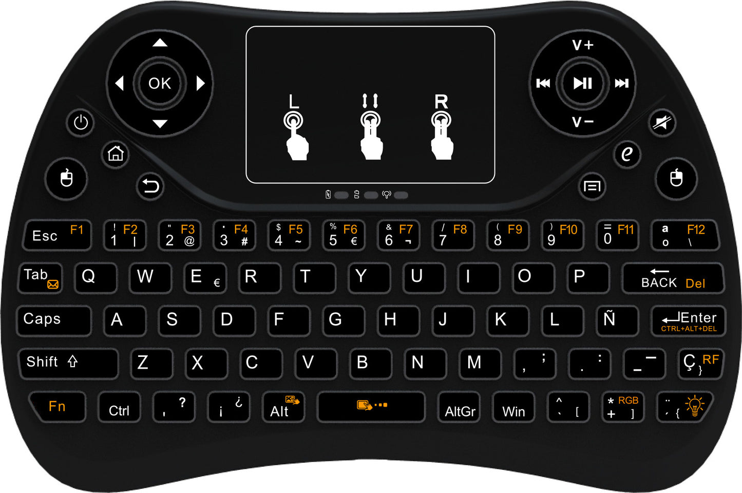 Mini touch keyboard with seven-color backlight English