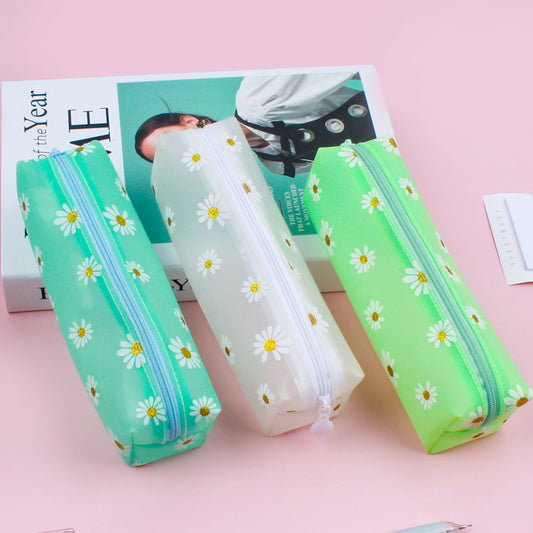 Transparent TPV Cosmetic Daisy Storage Bag Student Pencil Case