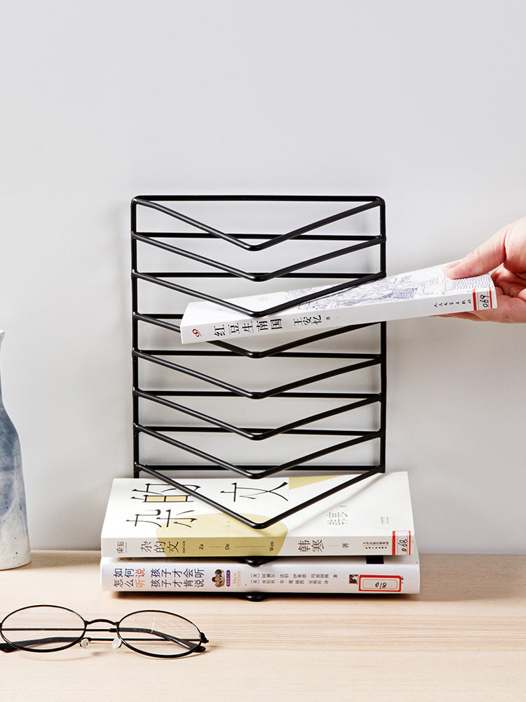 Wrought Iron Triangle Desktop Bookshelf