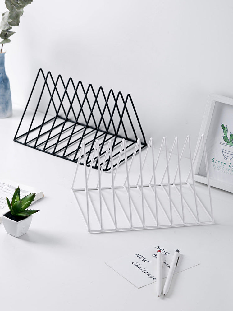 Wrought Iron Triangle Desktop Bookshelf