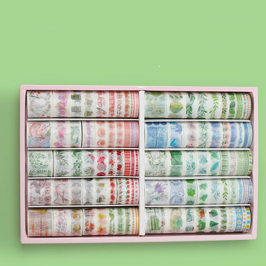 Adhesive Tape Antique Figures and Paper Tape Cute Colors Set 100 Rolls