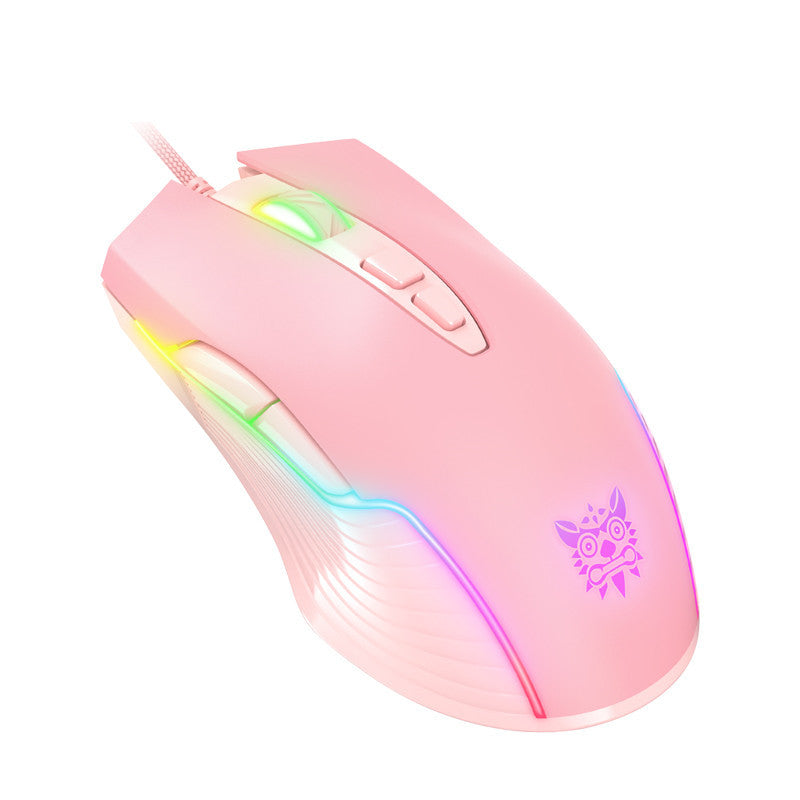 Mechanical Pink Wired Mouse