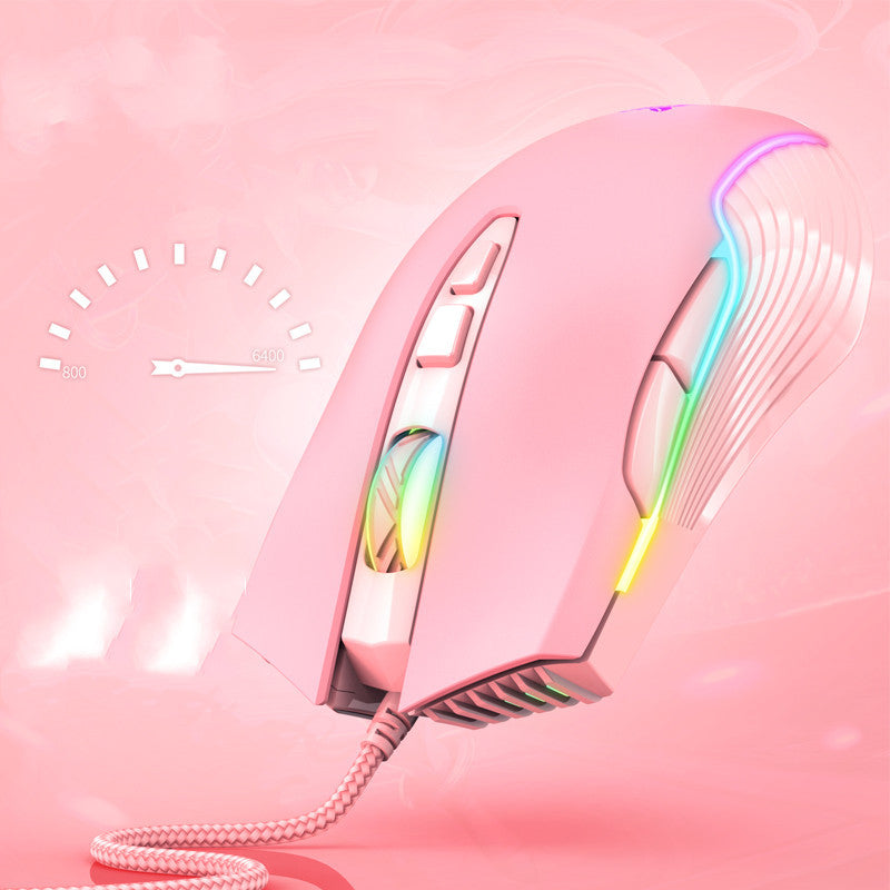 Mechanical Pink Wired Mouse