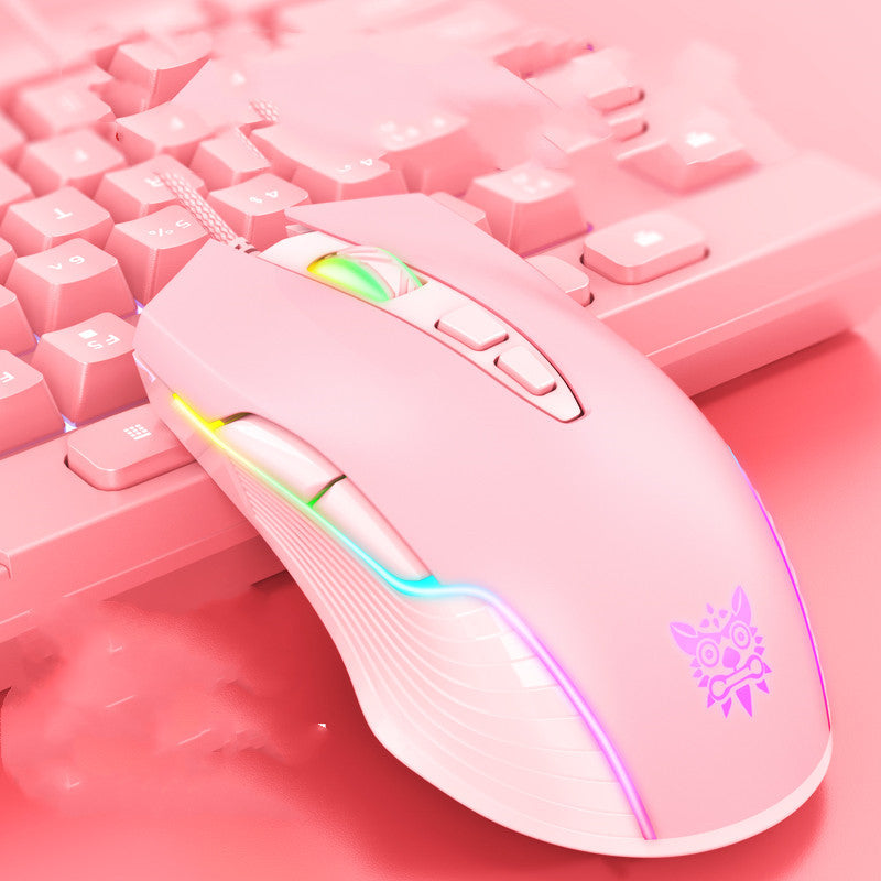 Mechanical Pink Wired Mouse