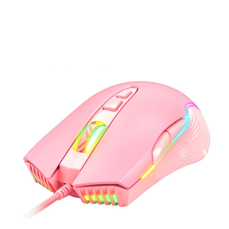 Mechanical Pink Wired Mouse