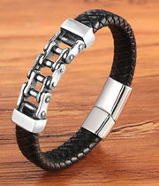 Geflochtenes Lederarmband, Herrenschmuck aus Rindsleder