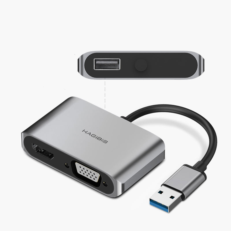 USB 3.0 to HDMI VGA Adapter 4K HD Multi-Display 2in1 USB Converter for Windows