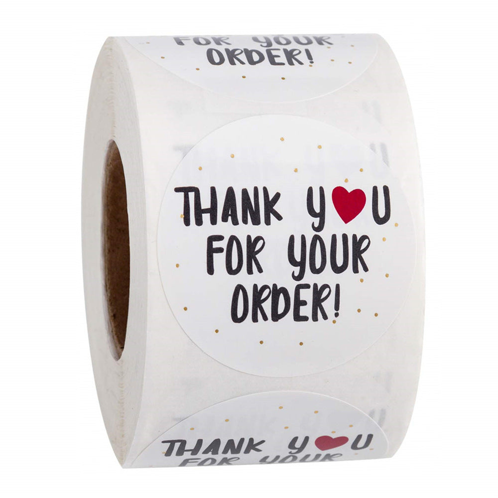 Round Thank You Sticker for Order Gift Shop White Label 500pcs