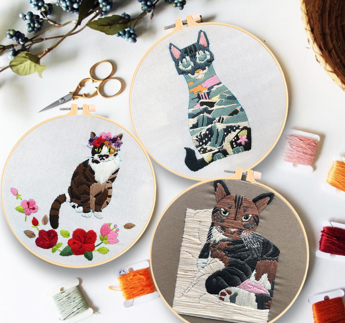 Original New Cat Diy Handmade Creative Novice Beginner Three-Dimensional European Embroidery Material Package