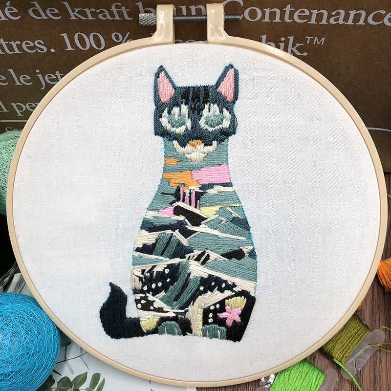 Original- New Cat Diy Handmade Creative Novice Beginner Three-Dimensional European Embroidery Material Package