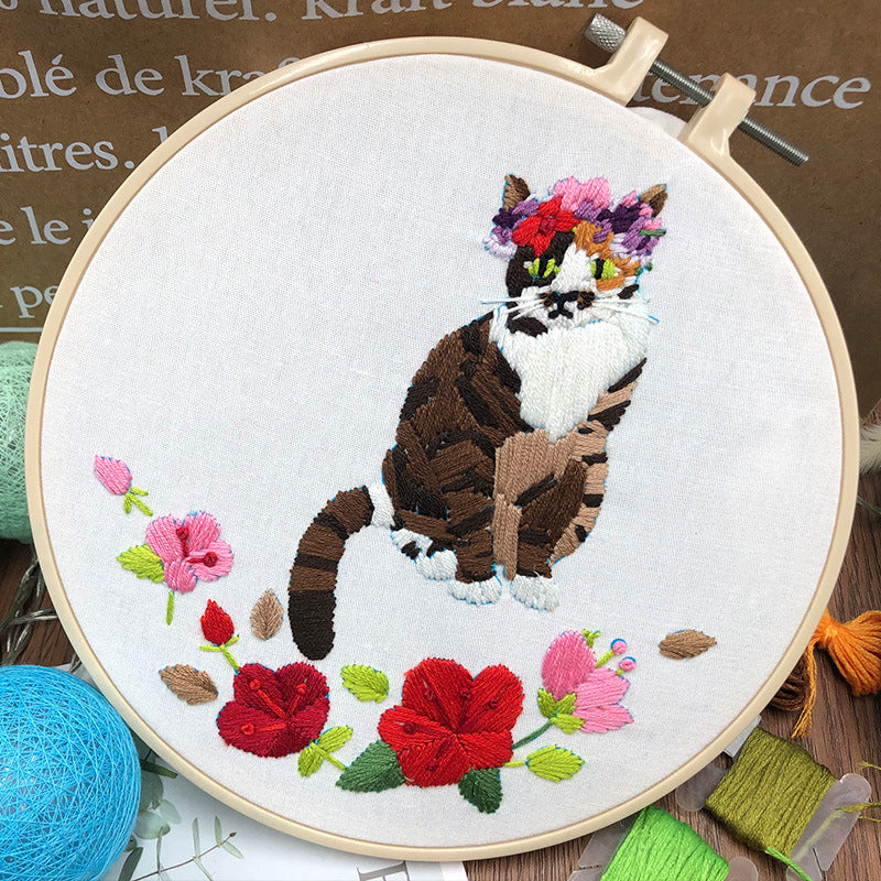 Original- New Cat Diy Handmade Creative Novice Beginner Three-Dimensional European Embroidery Material Package