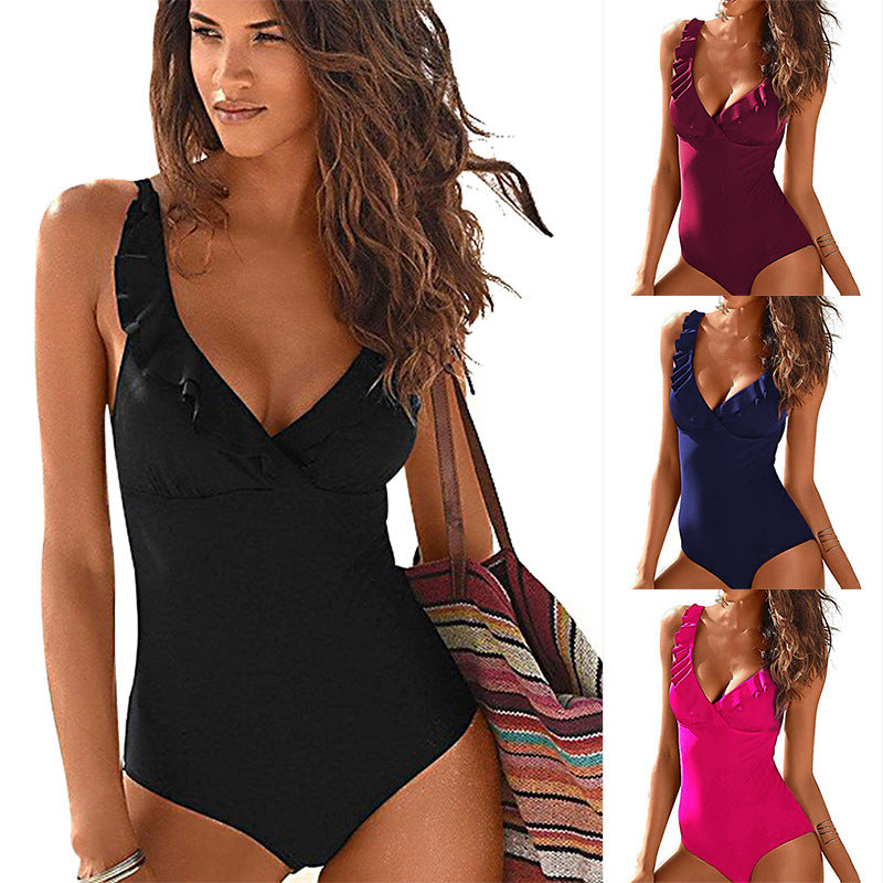 Swimsuit Sexy One Piece V-Neck Ruffle