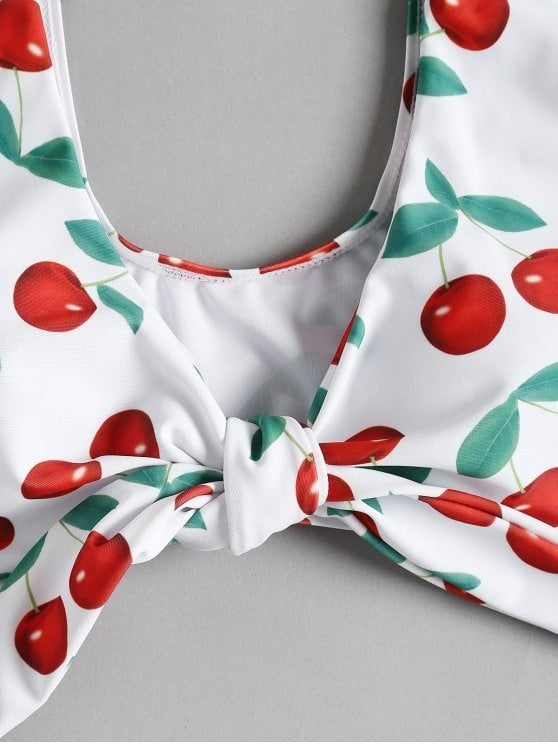 Bikini Split Cherry Printed Lace