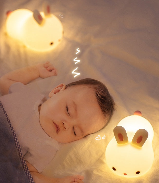 Neujahrs Geschenk Kaninchen Silikon Lampe Pat Fütterung Kreative Nacht Licht Kinder Spielzeug