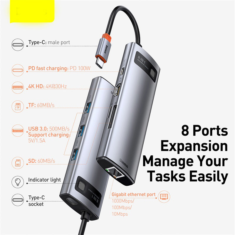 Hub Multi-function Docking Station 4K HD USB Notebook 6-in-1