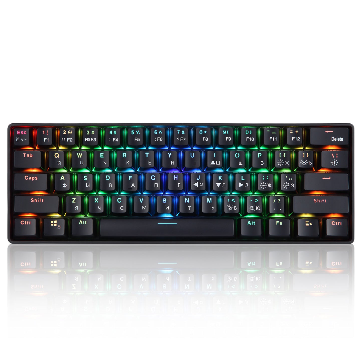 Verbesserte drahtlose 2,4G-Dualmodus-mechanische RGB-Tastatur mit 61 Tasten