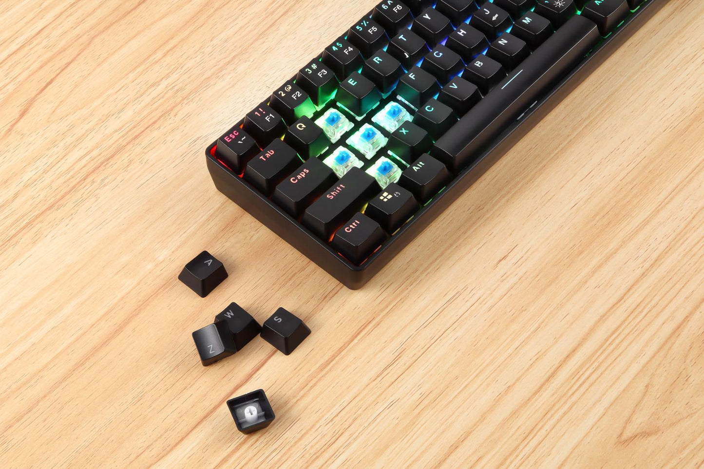 Upgraded 2.4G Wireless Dual Mode RGB Mechanical Keyboard with 61 Keys