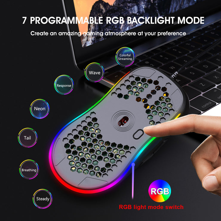 Mechanische kabelgebundene Gaming-Maus mit RGB-Leuchten