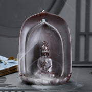 Guanyin Sitzender Lotus Rückfluss Weihrauchbrenner Keramik für Buddha zu Hause